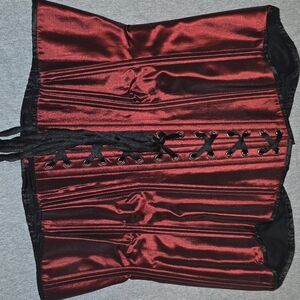 Red and Black Lace-Up Corset